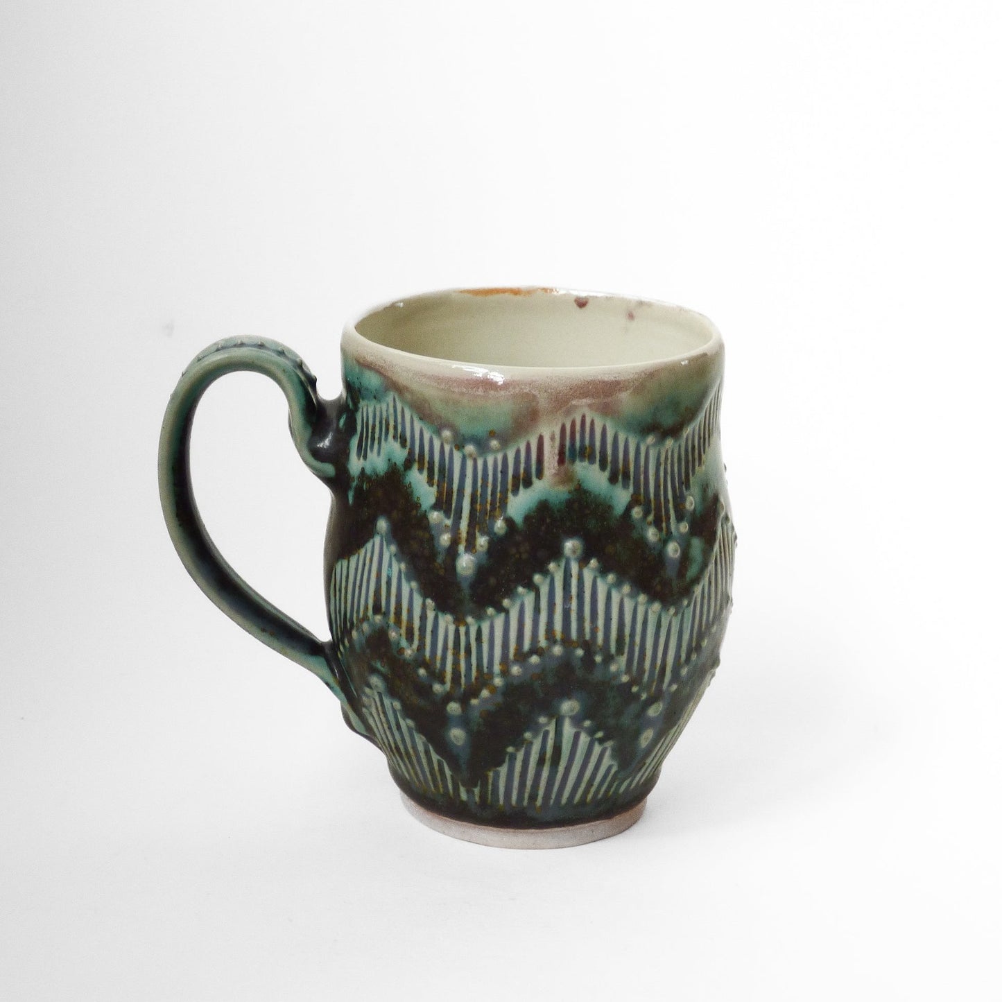 Turquoise, Black, and Bronze Matte Mug