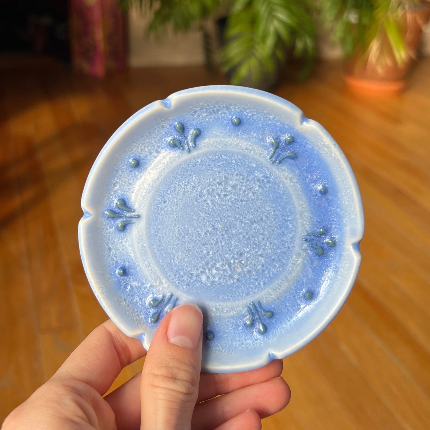 Frosted Blue Teacup and Saucer Set