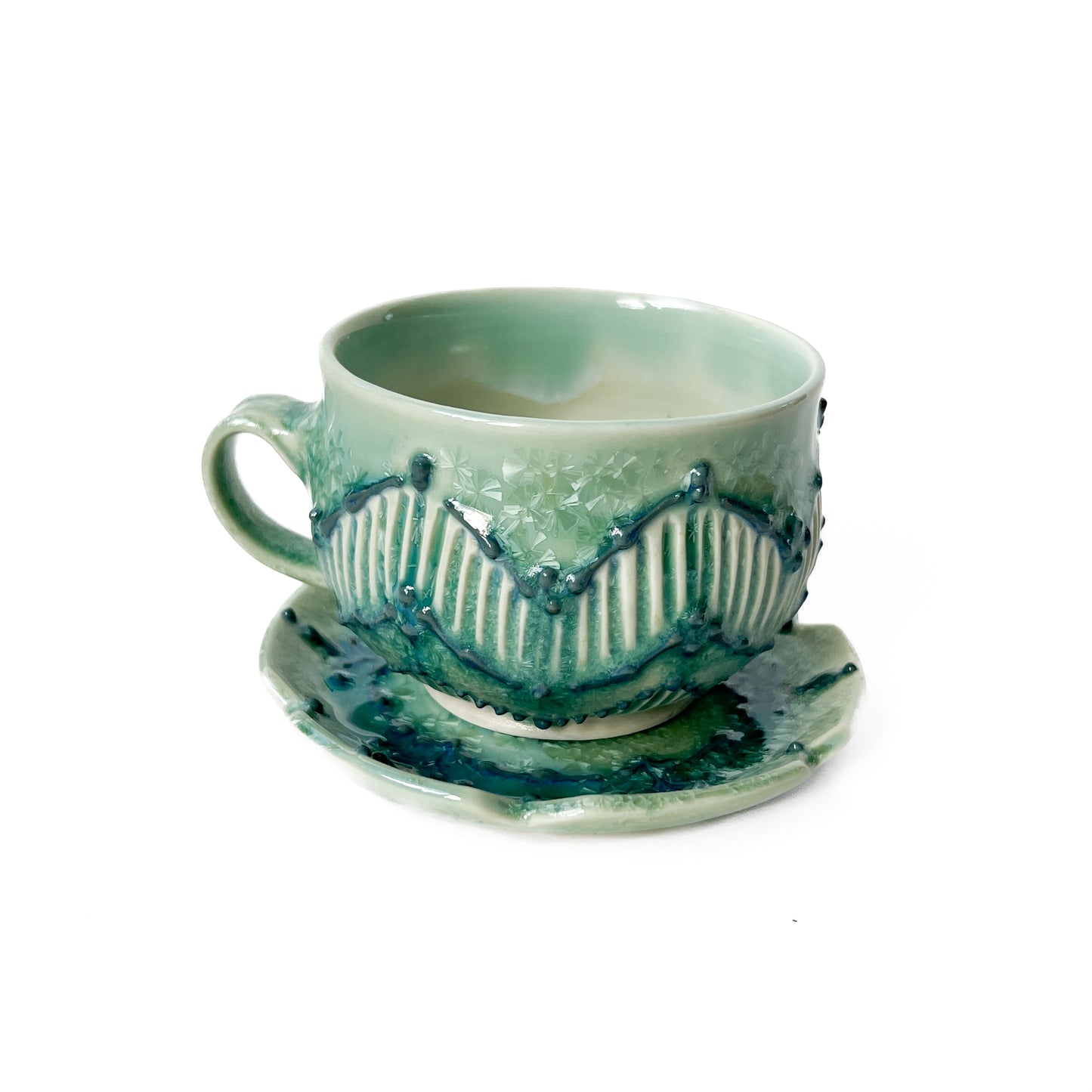 Turquoise Teacup and Saucer Set