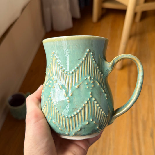 Green Mug with Pink Liner Glaze #2