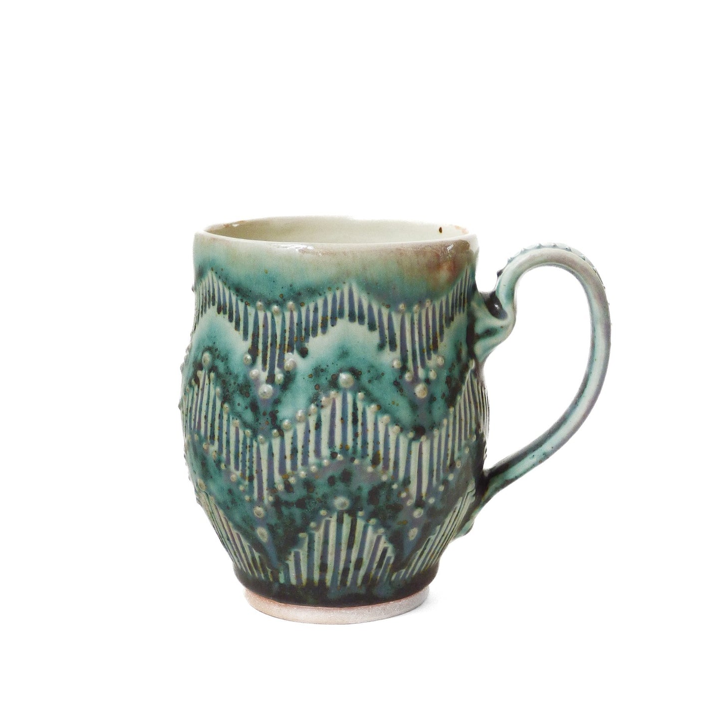 Turquoise, Black, and Bronze Matte Mug